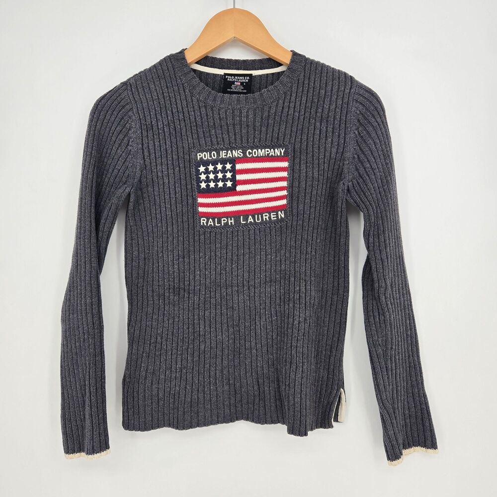 Vintage Ralph Lauren Polo Jeans‎ US Flag Sweater - 100% cotton, womens S